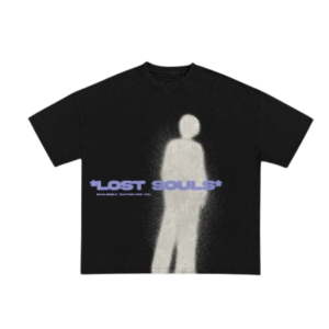 Áo Thun Streetwear Form Rộng "Lost Souls" Hình Bóng Mờ (Màu Đen)